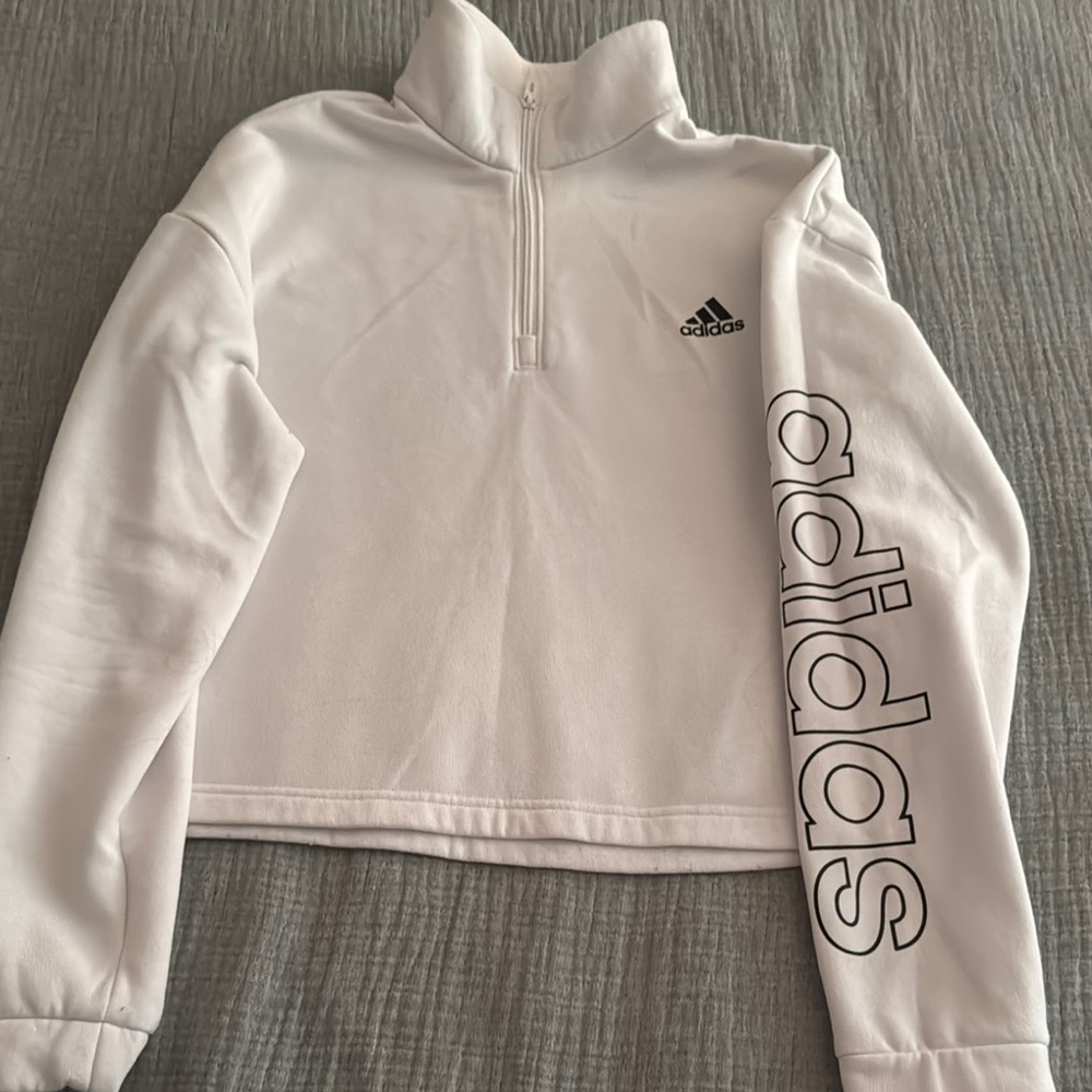 Adidas White Quarter-Zip Sweatshirt
